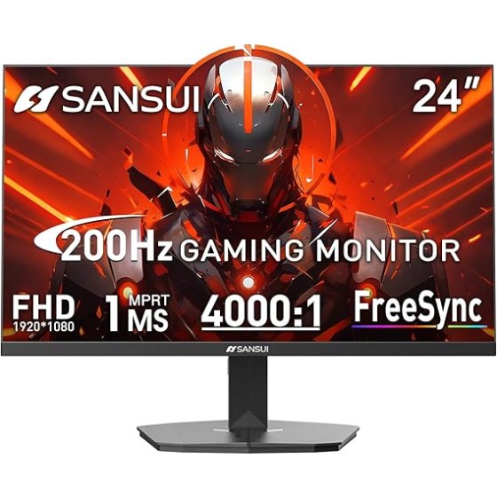 SANSUI 24 Inch 200Hz Gaming Monitor, FHD 1080P 1ms 110% sRGB Computer Monitor, HDMI DP Ports VESA Support for Game Office (HDMI Cable Included ES-G24F4H)